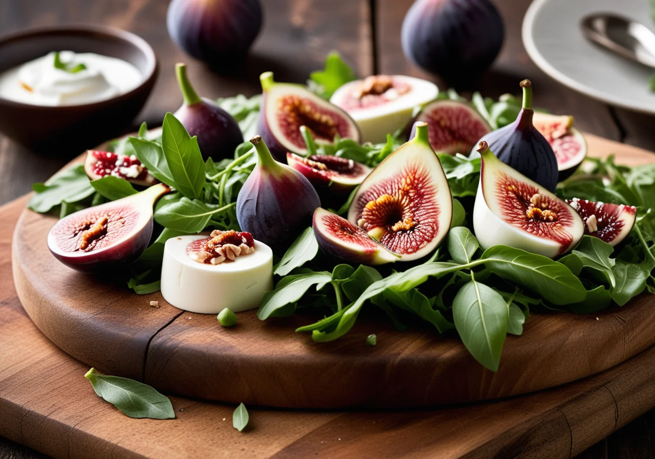 Fig Salad with Raw Ham, Mozzarella and Arugula