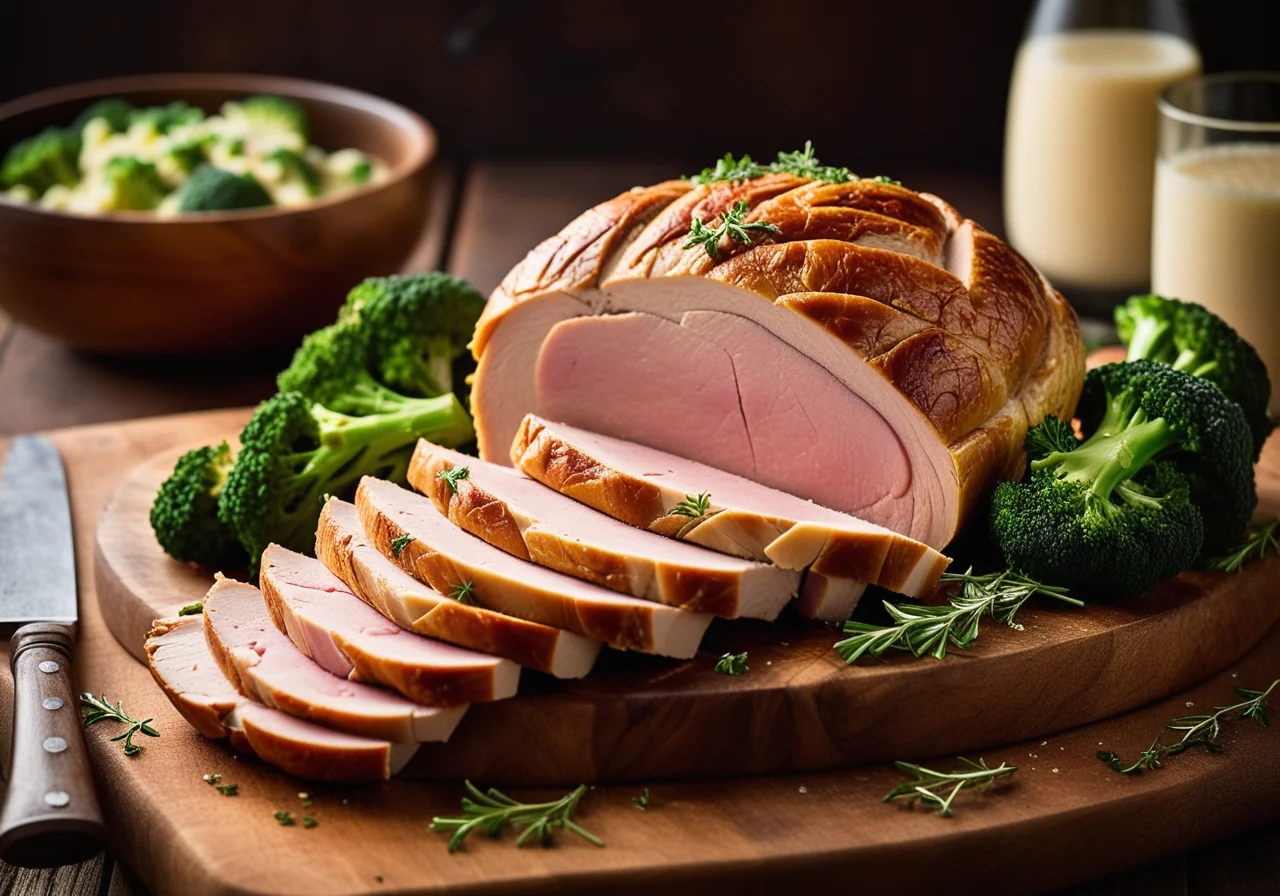 Stuffed Turkey Breast with Ham and Broccoli