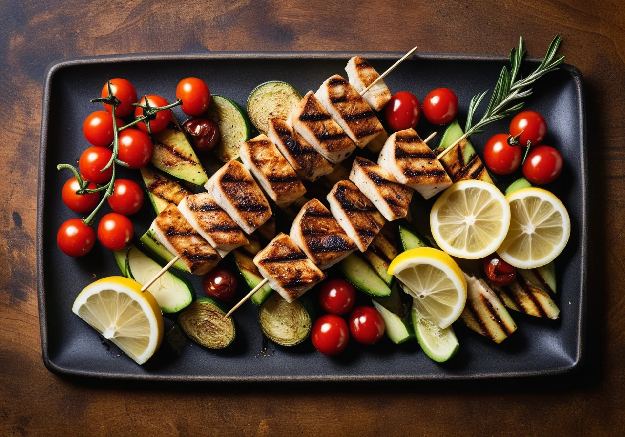 Grilled Fish and Vegetable Skewers