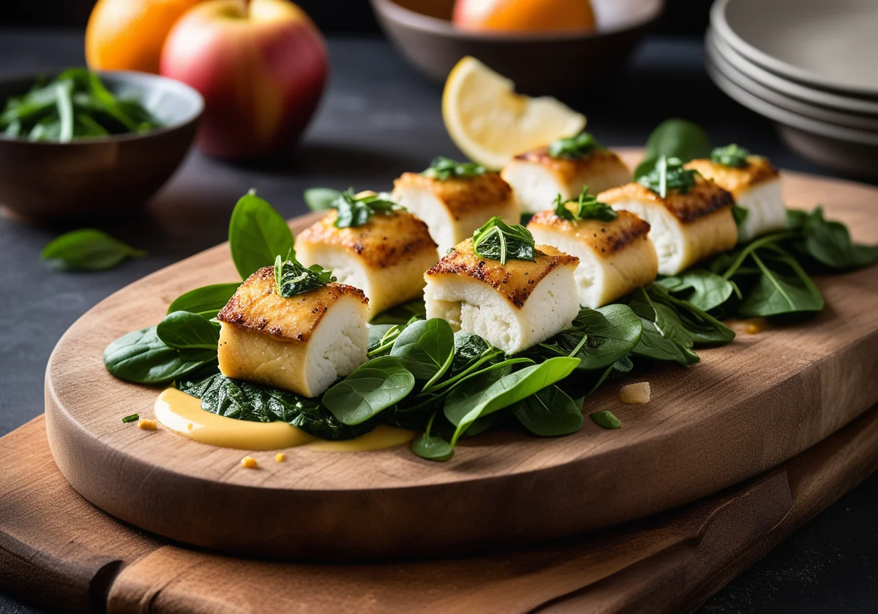 Sea Bass Rolls with Apple Curry Sauce