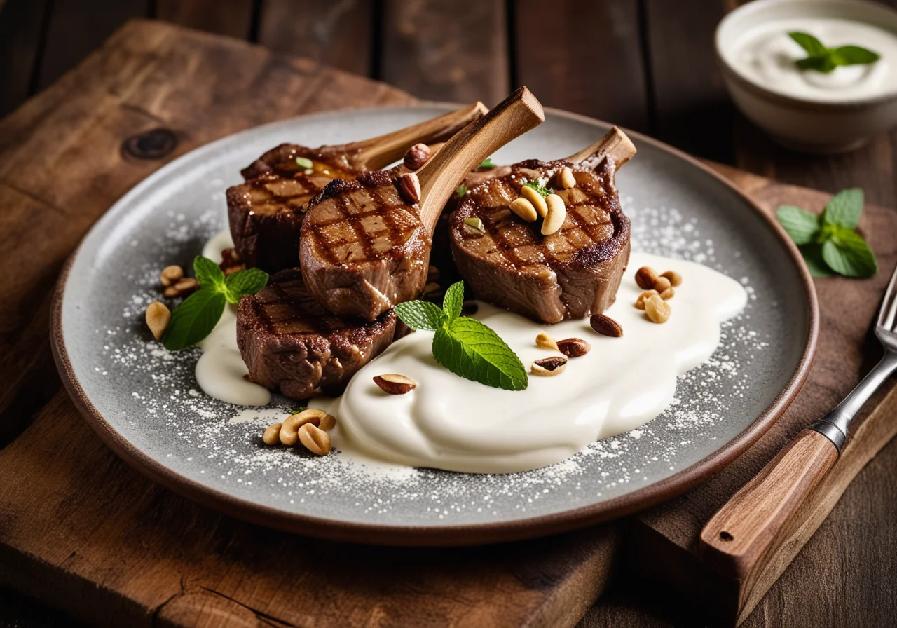 Lamb chops with yogurt sauce