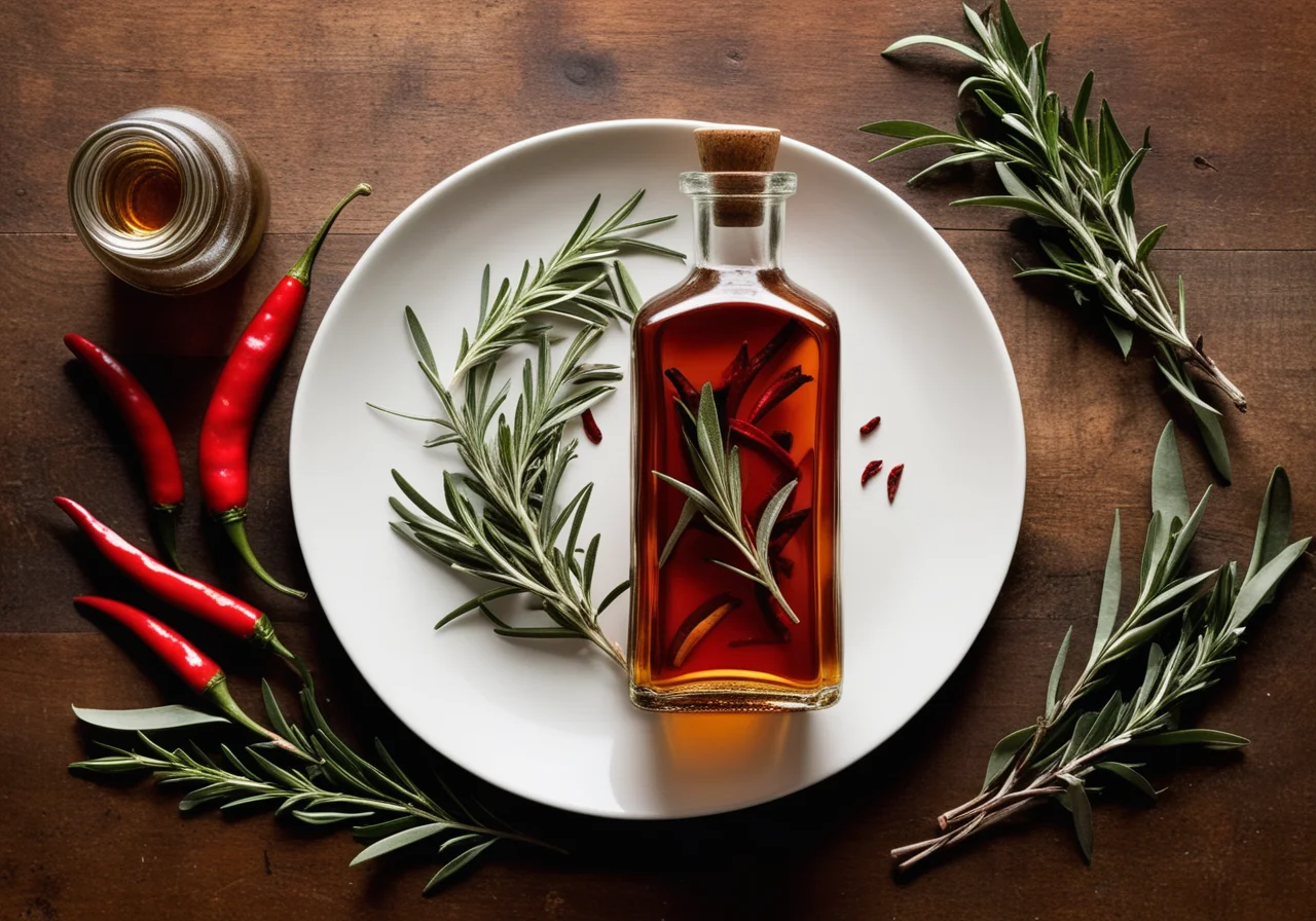 Five Different Flavored Vinegars