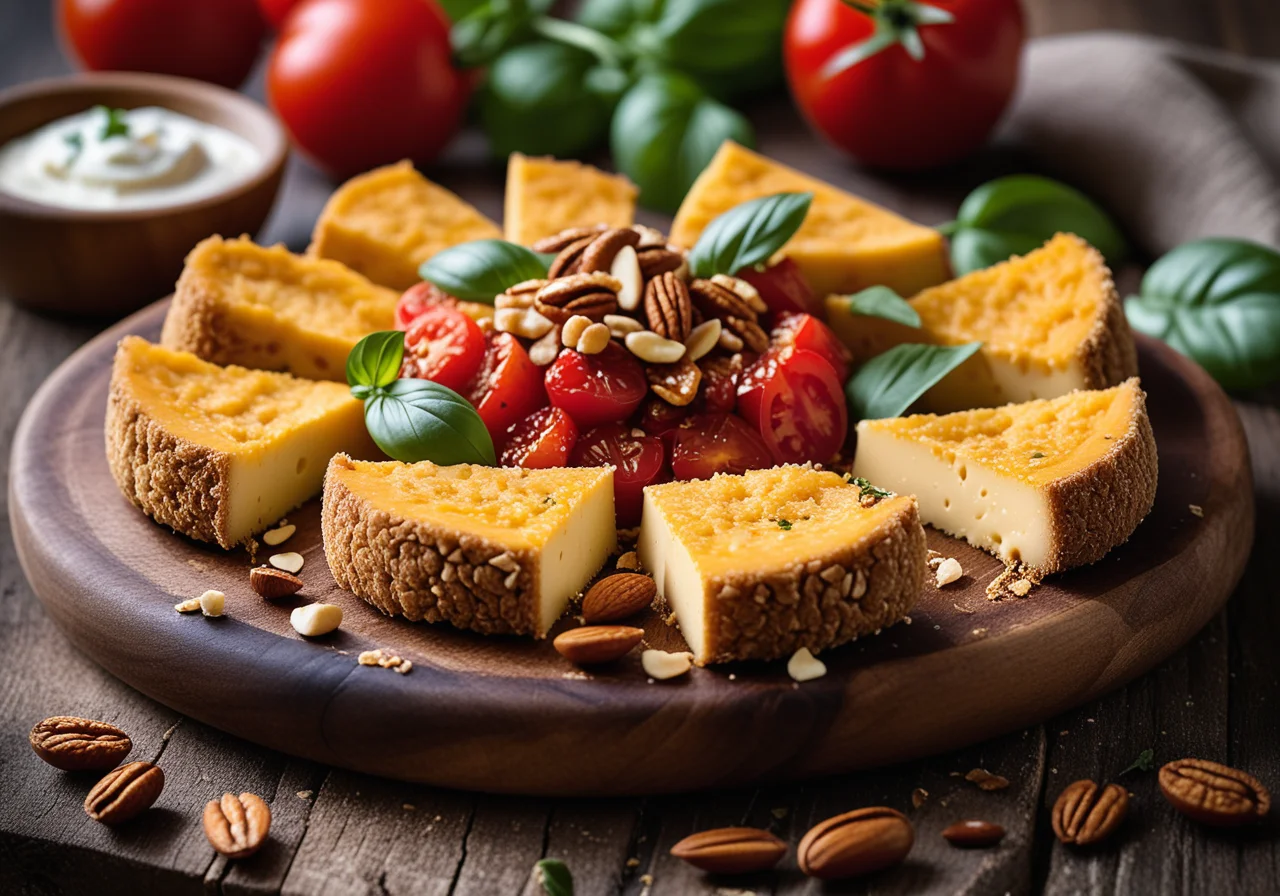 Panierter Schafskäse mit Tomatensauce