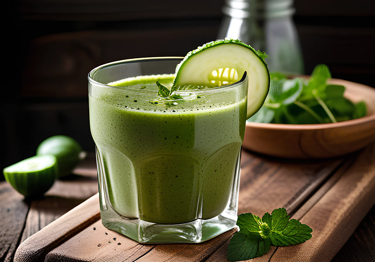 Spinach and Watercress Smoothie with Cucumber and Apple