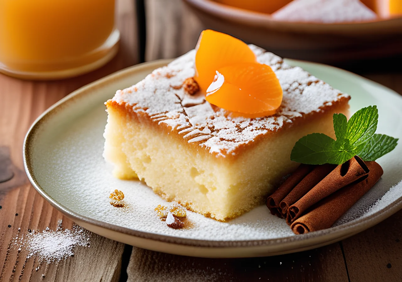 Yogurt Semolina Cake with Apricot Compote