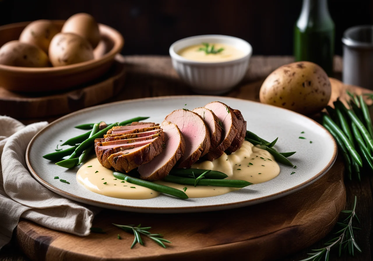 Pheasant breast with vegetables and butter sauce