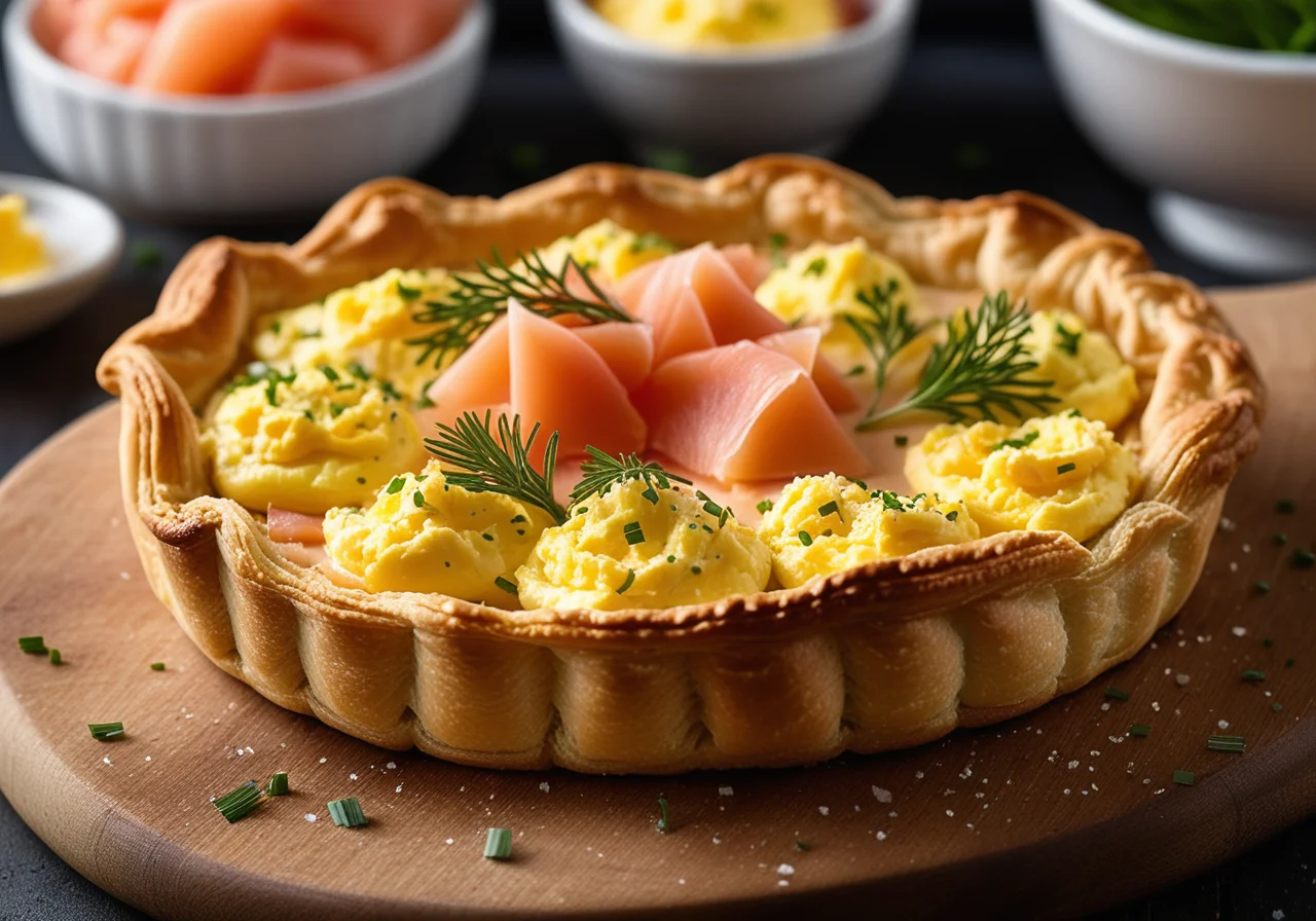 Smoked Salmon with Scrambled Eggs in Puff Pastry