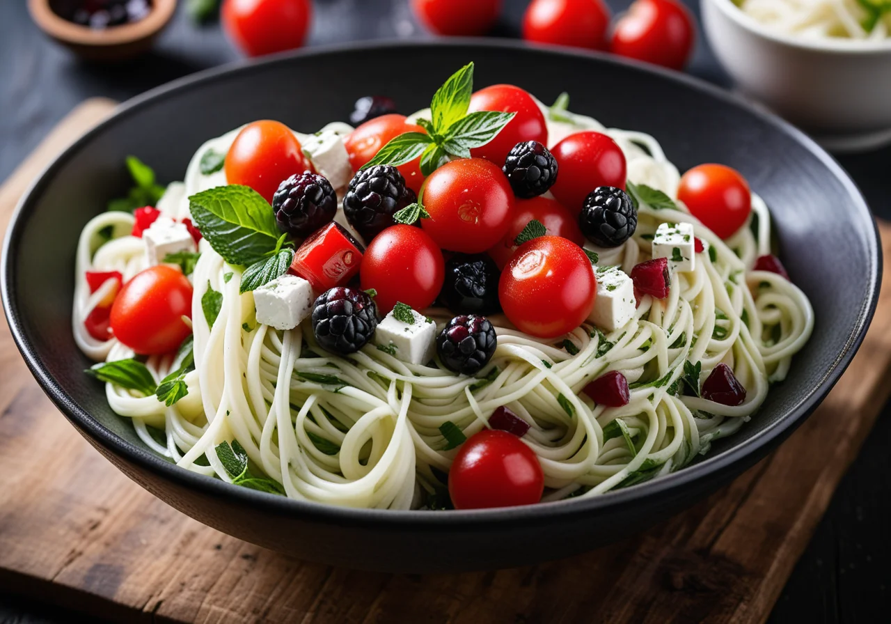 Salad with Glass Noodles, Feta and Currants