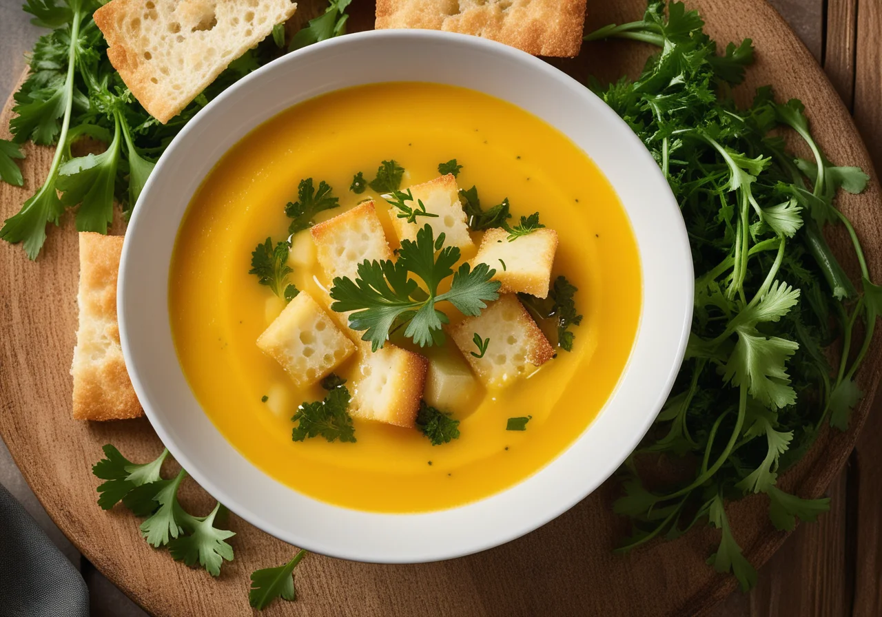 Yellow Gazpacho with Croutons