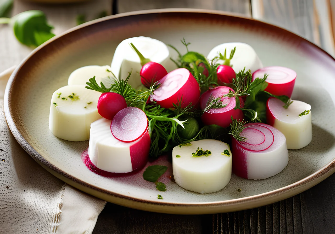 Goat Cheese on Radish Carpaccio