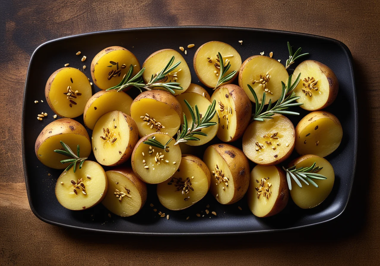 Roasted Potatoes with Sesame, Lemon and Rosemary