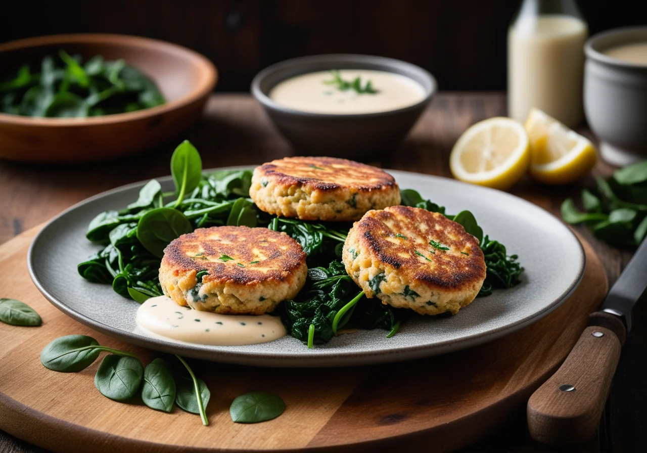 Salmon Patties with Spinach