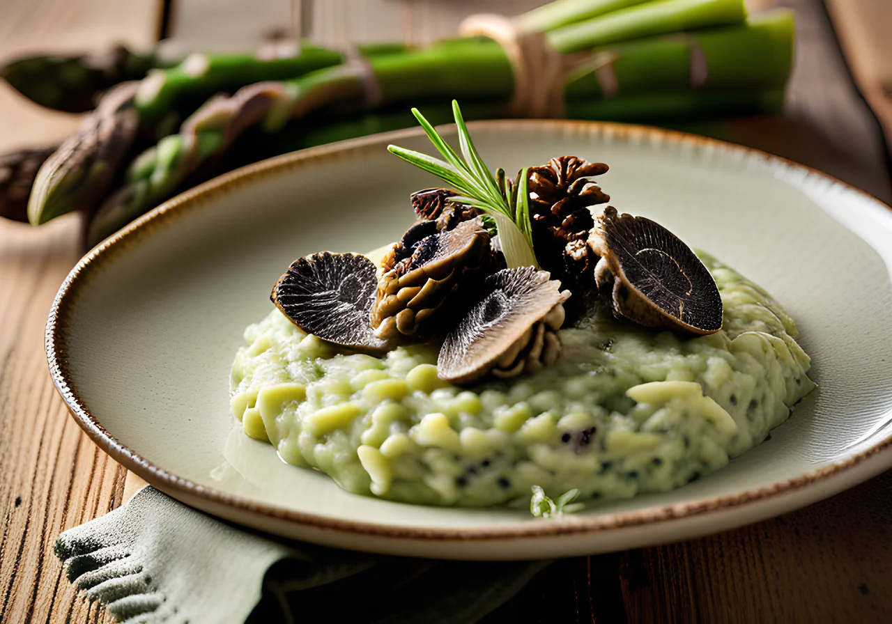 Green Asparagus Risotto with Morels