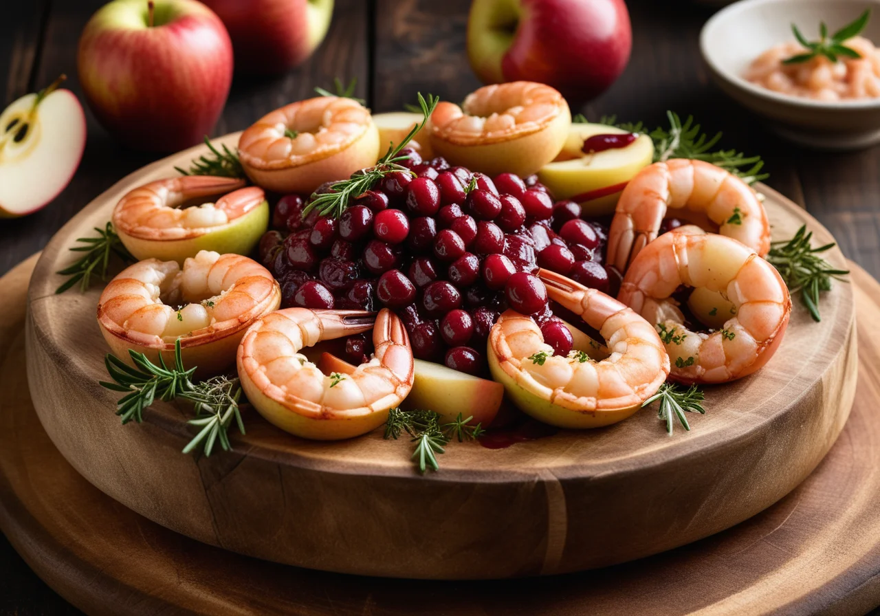 Seafood Salad in Apple with Lingonberry Sauce