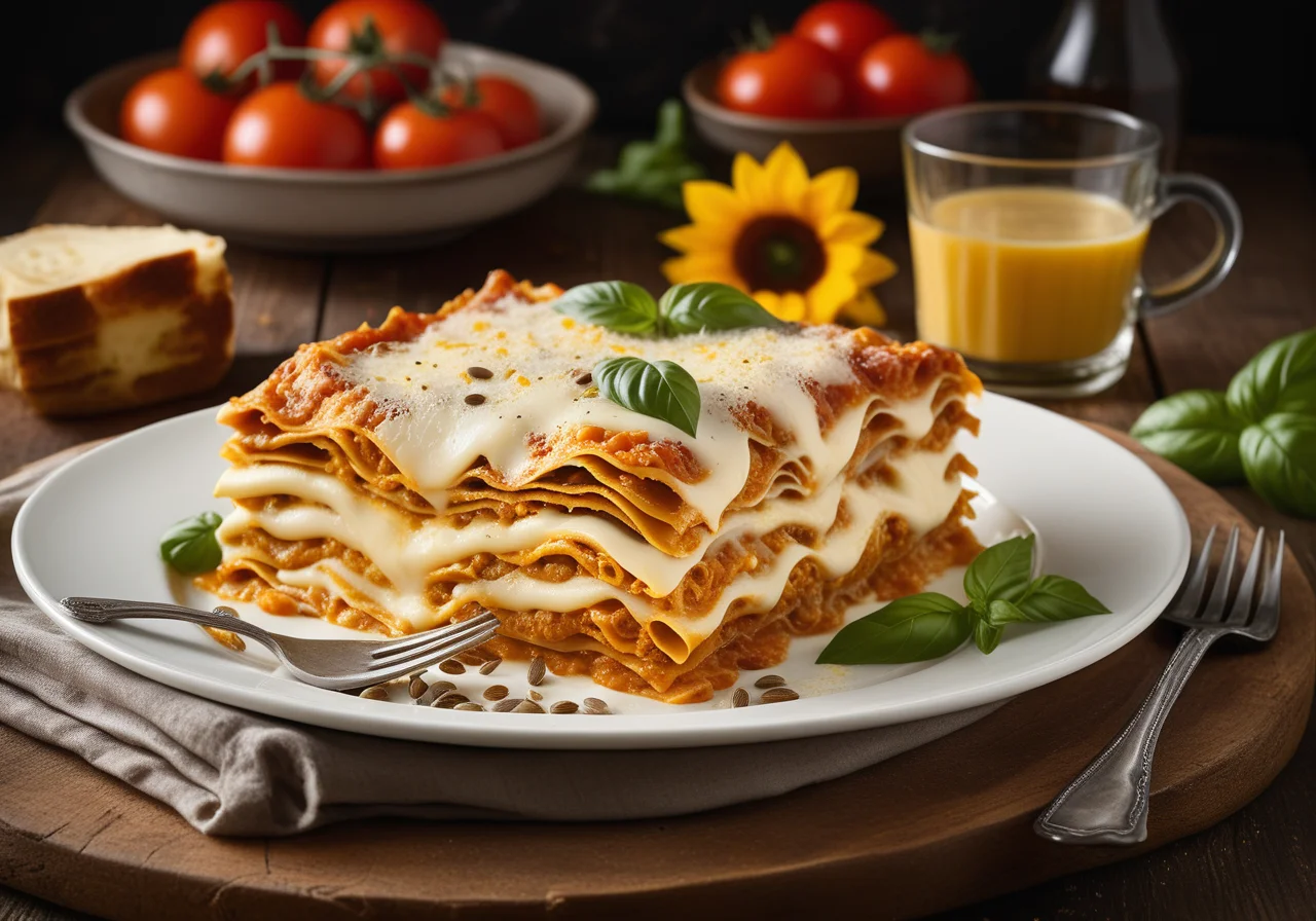 Vegetarian Lasagna with Tomatoes and Spinach