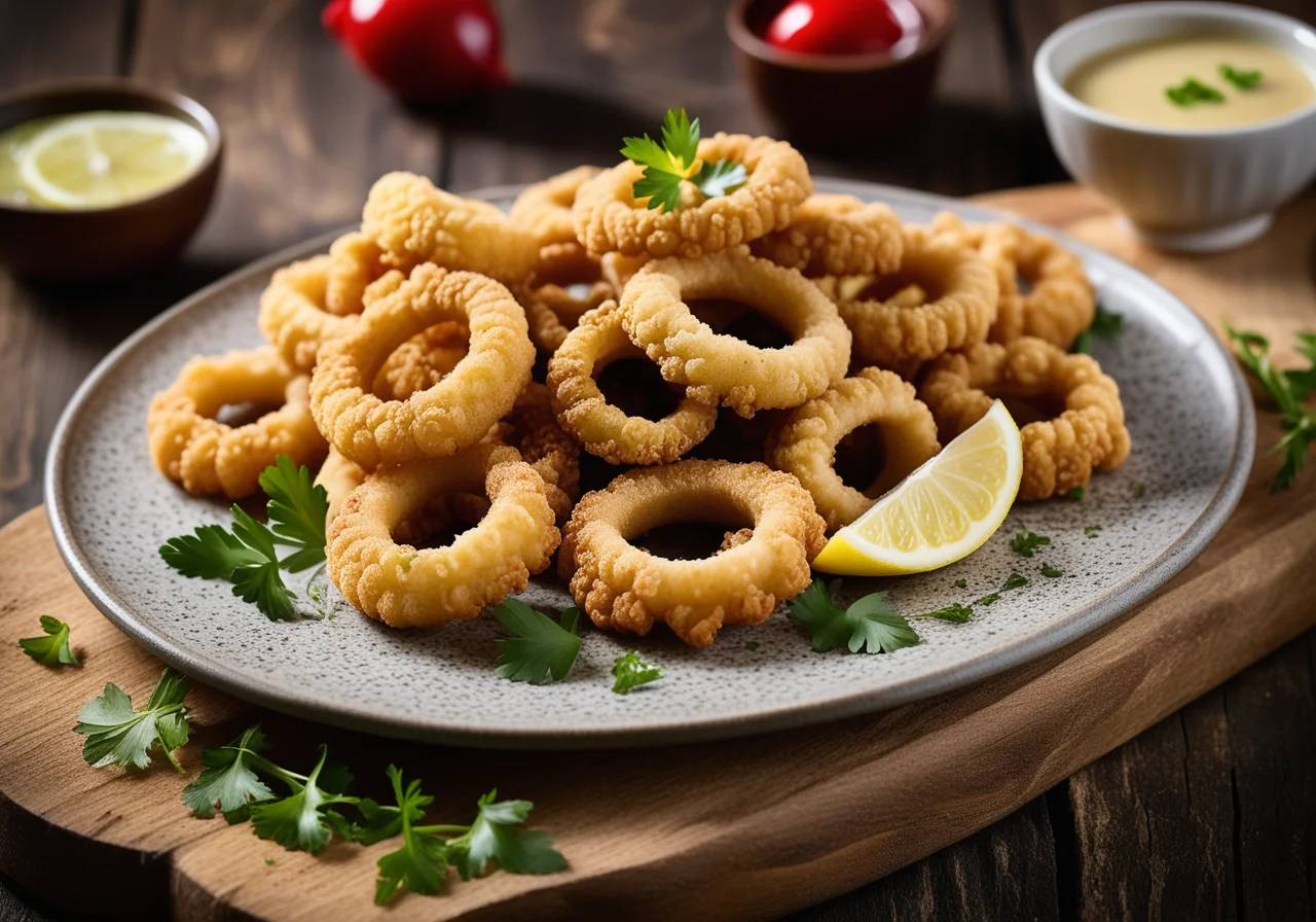 Fried Squid with Small Fish and Zucchini