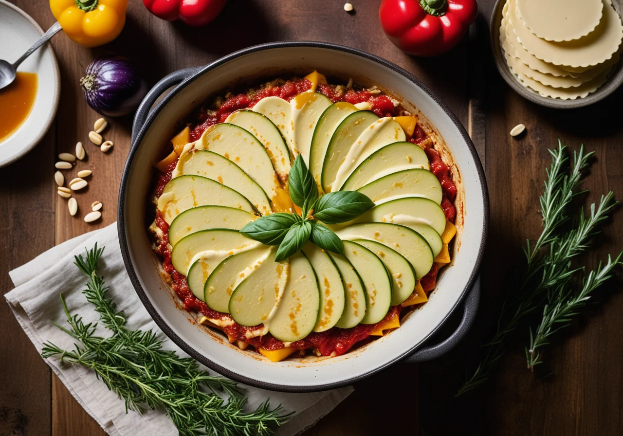 Vegetable Lasagna with Pine Nuts and Ricotta