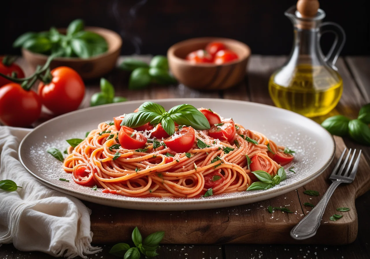 Spaghetti with Creamy Tomato Sauce and Tomatensugo