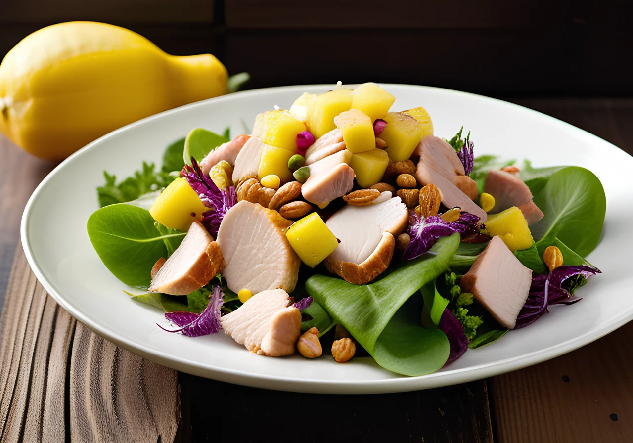 Colorful Chicken Salad with Corn, Pineapple and Celery