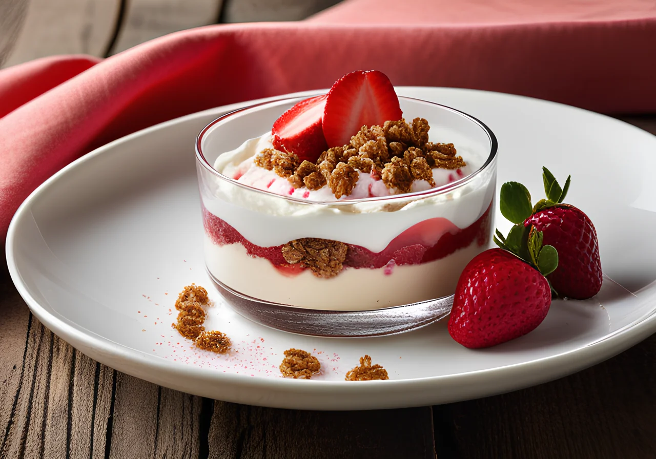 Danish Quark Dessert with Pumpernickel and Strawberries