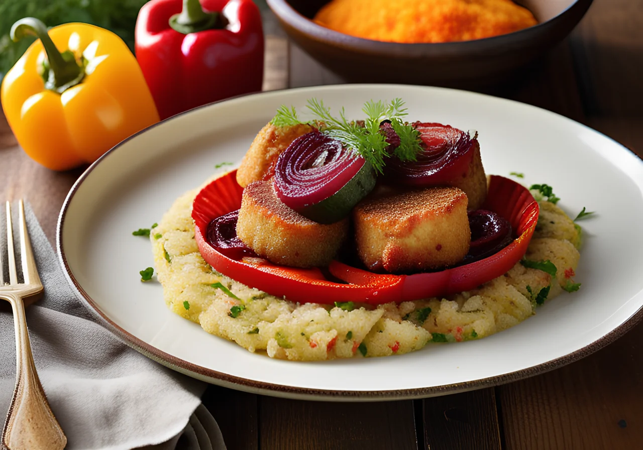 Savory Semolina Cutlets with Paprika Vegetable
