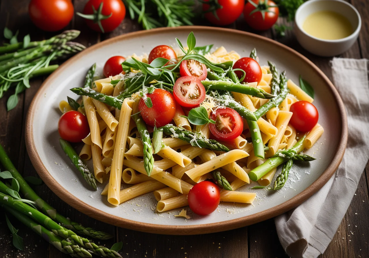 Pasta with Asparagus and Tomatoes