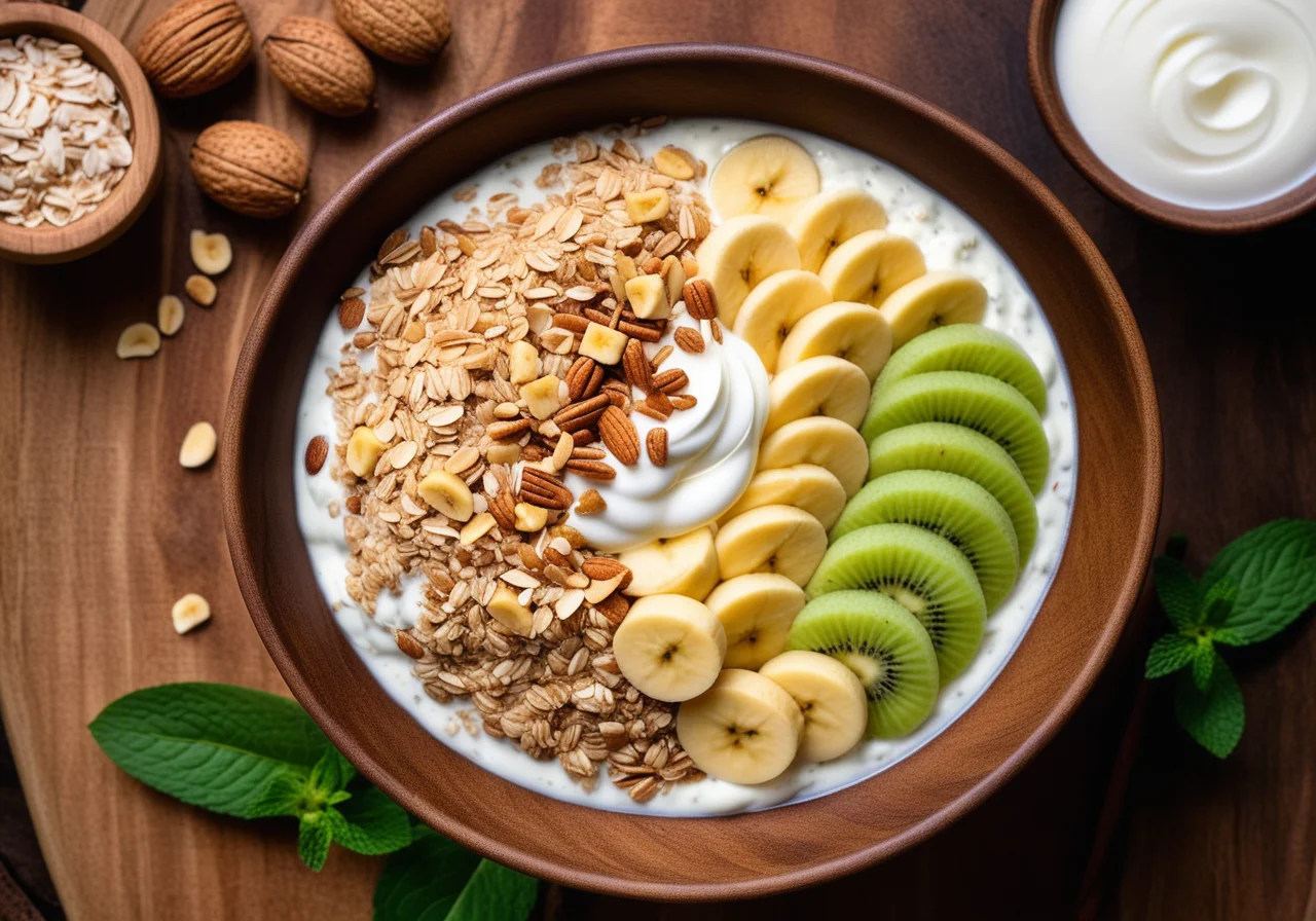 Coconut Muesli with Banana and Honeydew