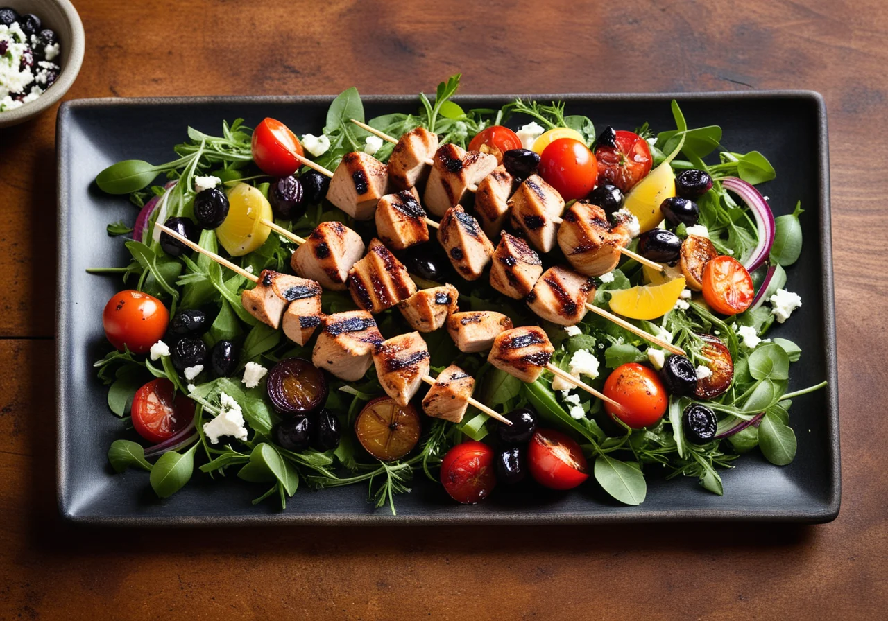 Grilled Chicken Skewers with Mixed Salad