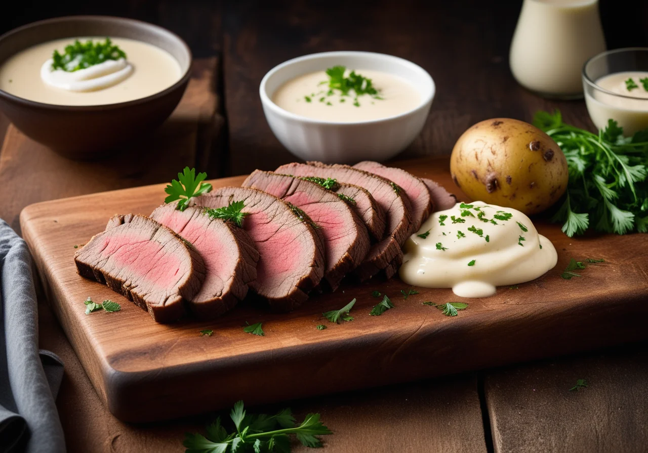 Beef Brisket with Broth Potatoes and Horseradish Sauce