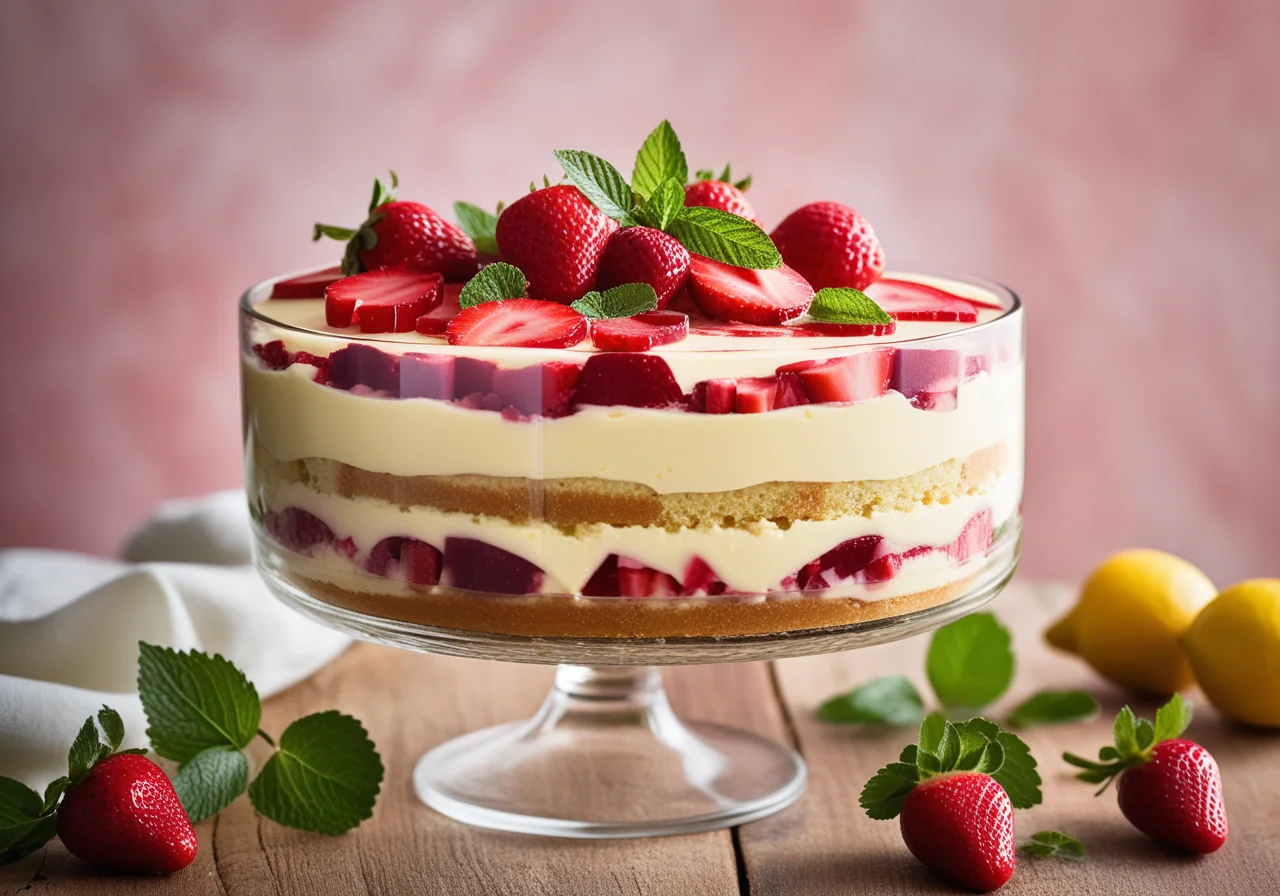 Rhubarb Trifle with Lime Cream