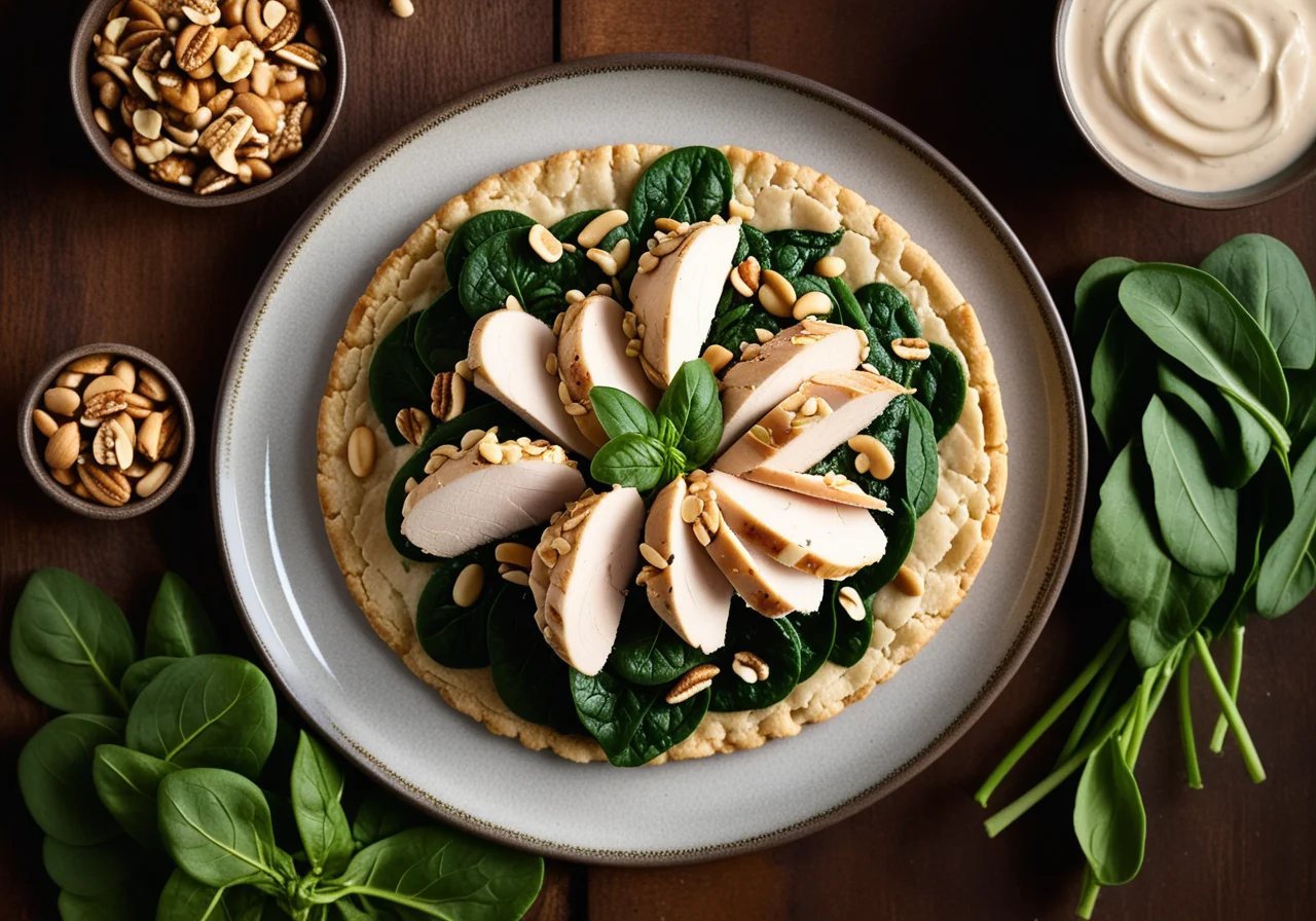 Chicken breast with vegetables on matzo bread