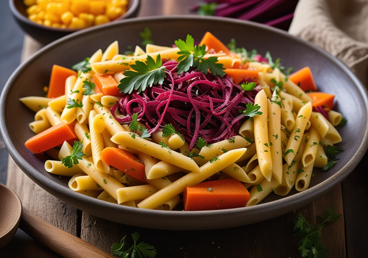 Pasta with Vegetables and Mini Corn
