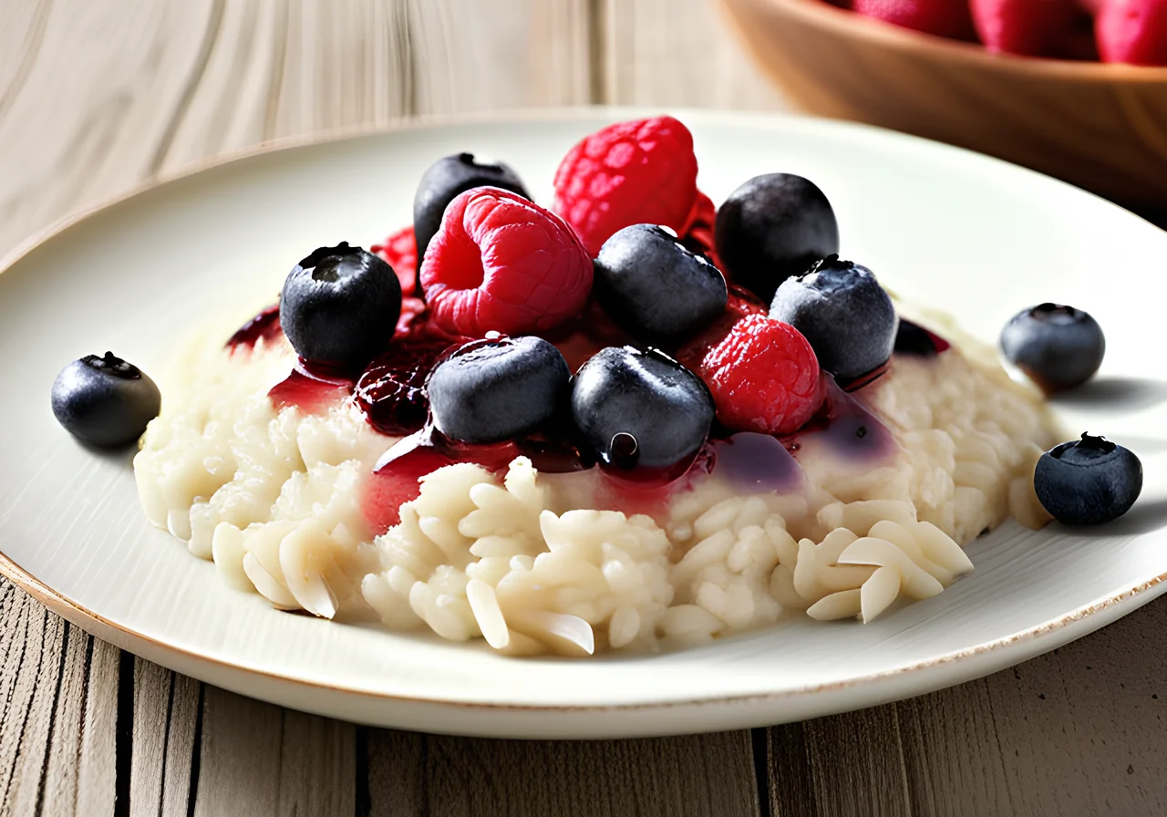 Coconut Vanilla Risotto with Marinated Berries