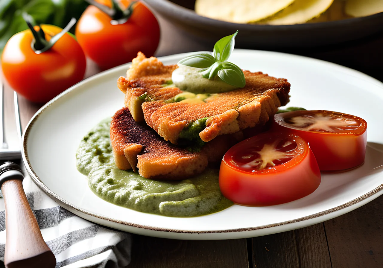 Turkey Schnitzel with Pesto Mashed Potatoes