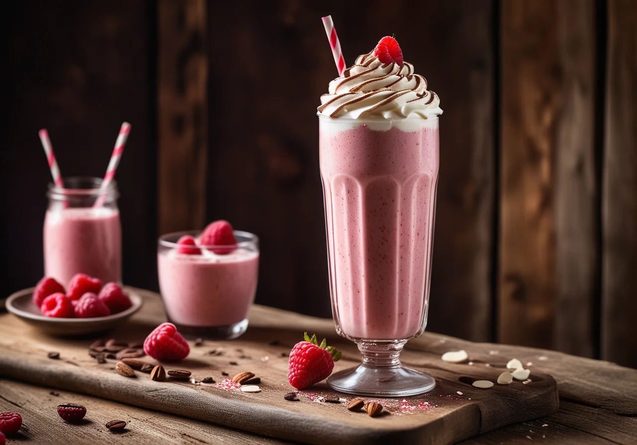 Raspberry Milkshake with Chia and Almonds