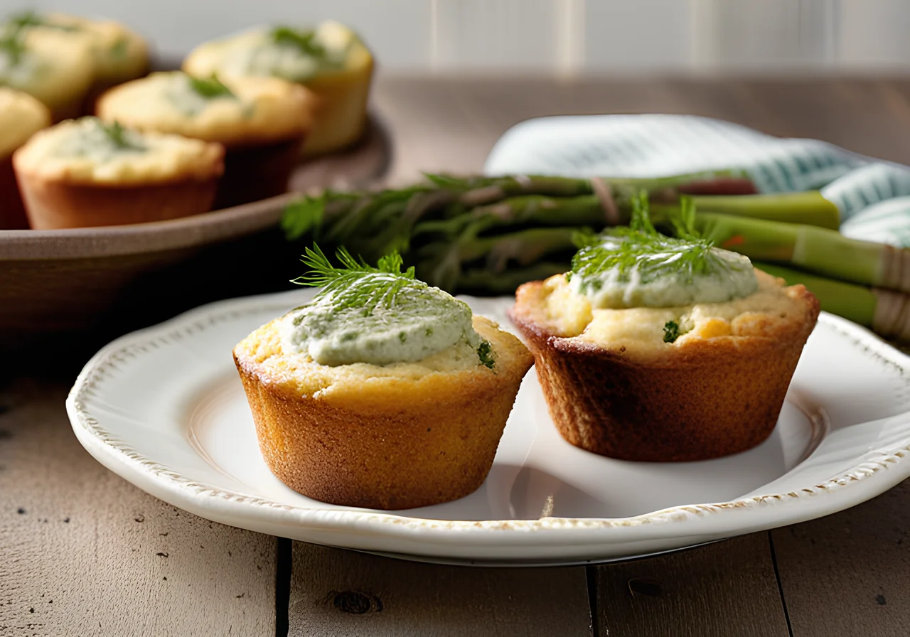 Asparagus Muffins with Herb Dip