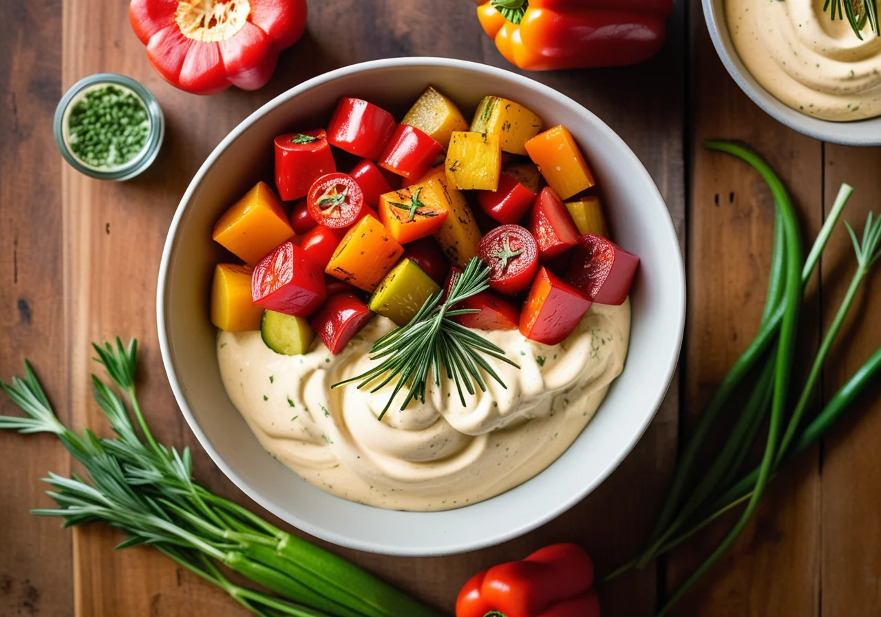 Roasted Vegetables and Chickpea Cream