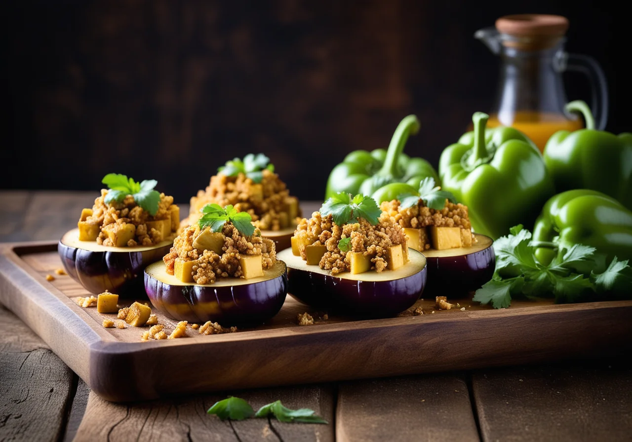 Stuffed Eggplants with Grated Cheese