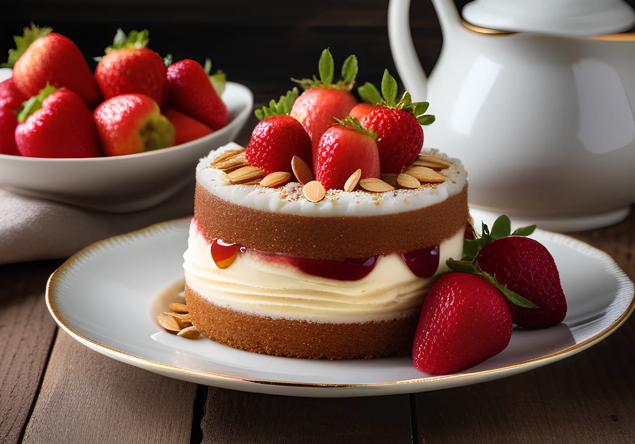 Mayfly Cake with Strawberries and Marzipan
