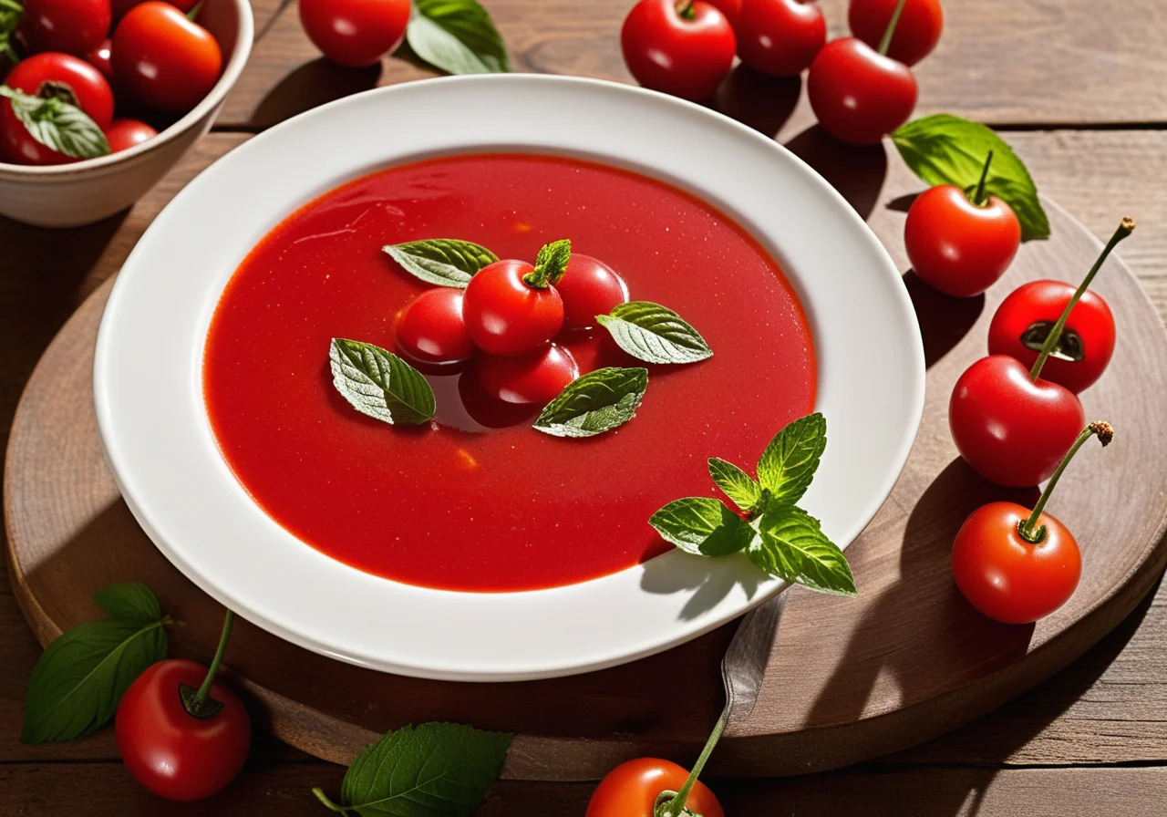 Tomato Cold Soup with Cherries