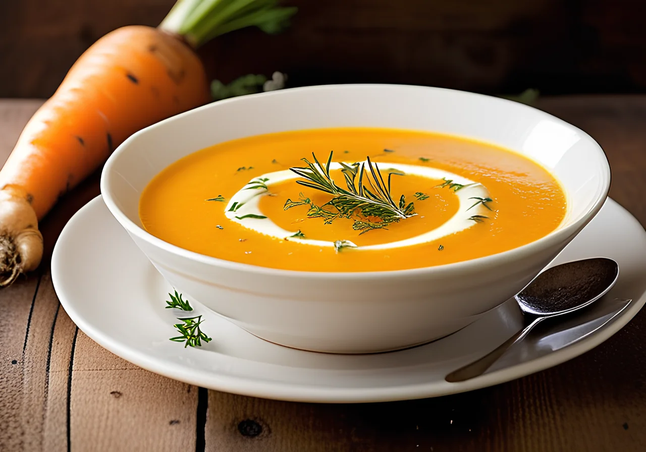 Oriental Carrot Soup with Ginger and Sour Cream