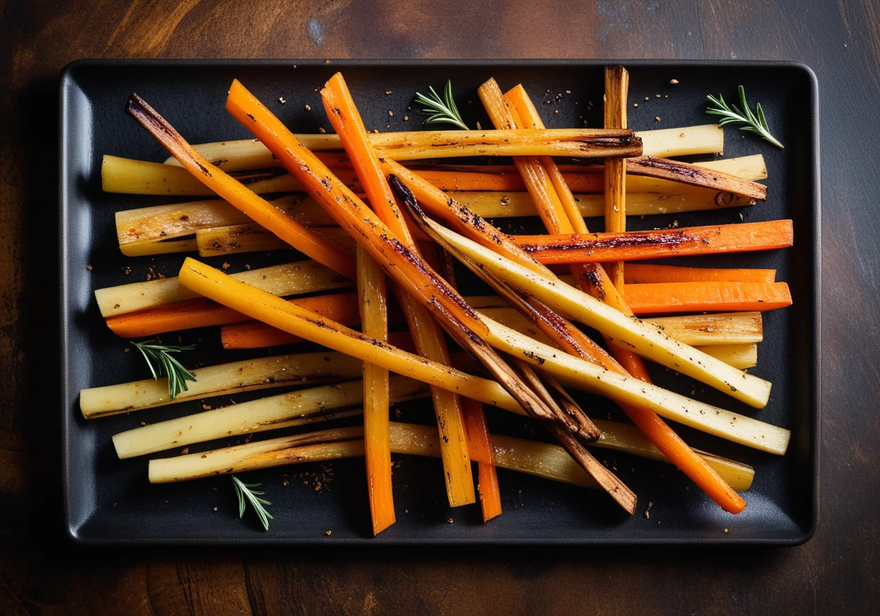 Roasted root vegetables with honey glaze