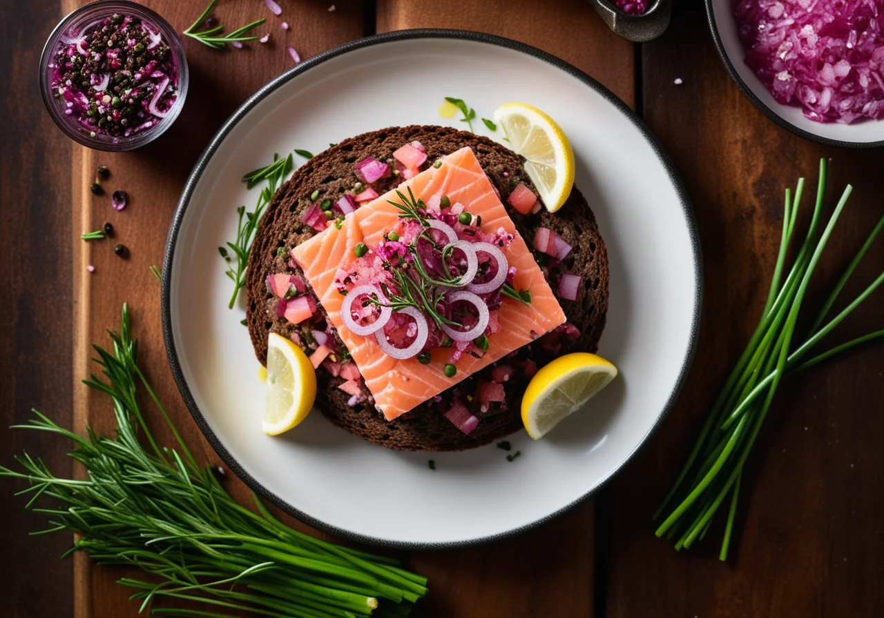 Salmon Tartare on Pumpernickel