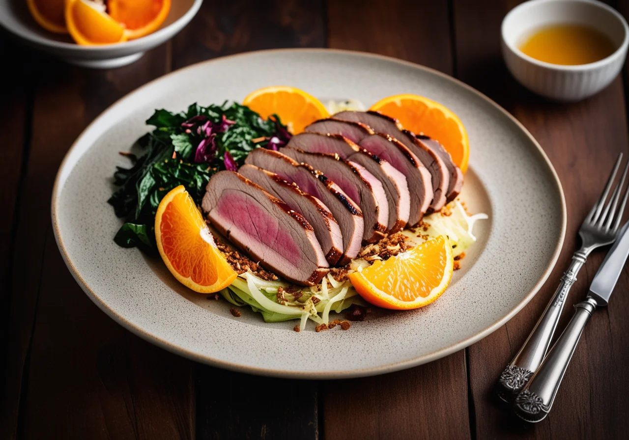 Lentil Cabbage Vegetable with Orange for Duck Breast