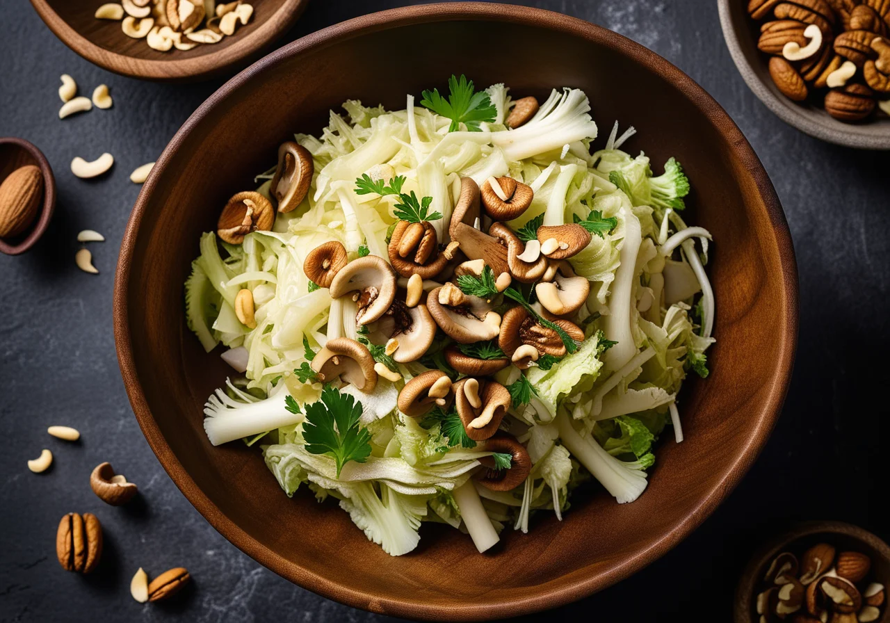 Cabbage Salad with Oyster Mushrooms