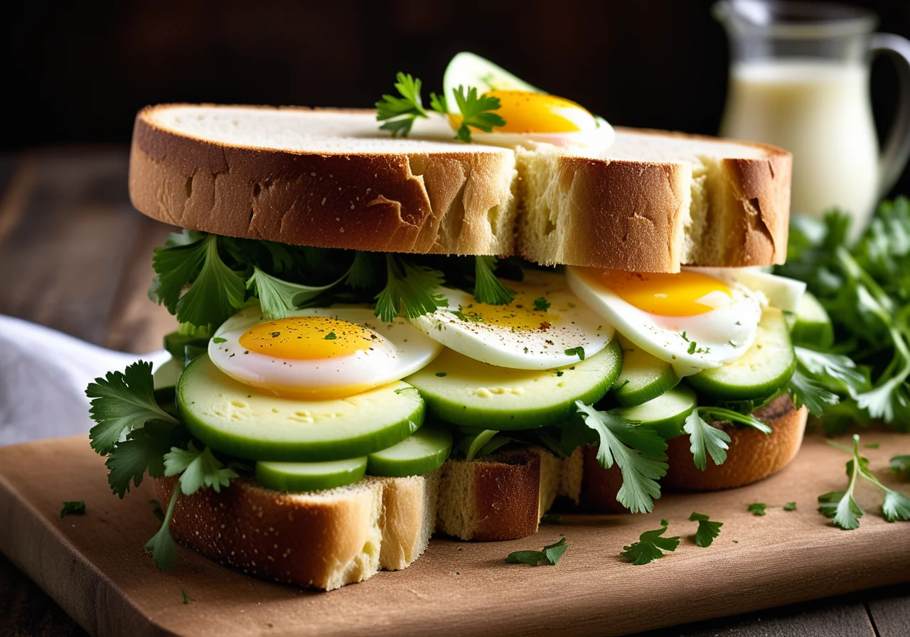 Egg, Lettuce and Radish Sandwich