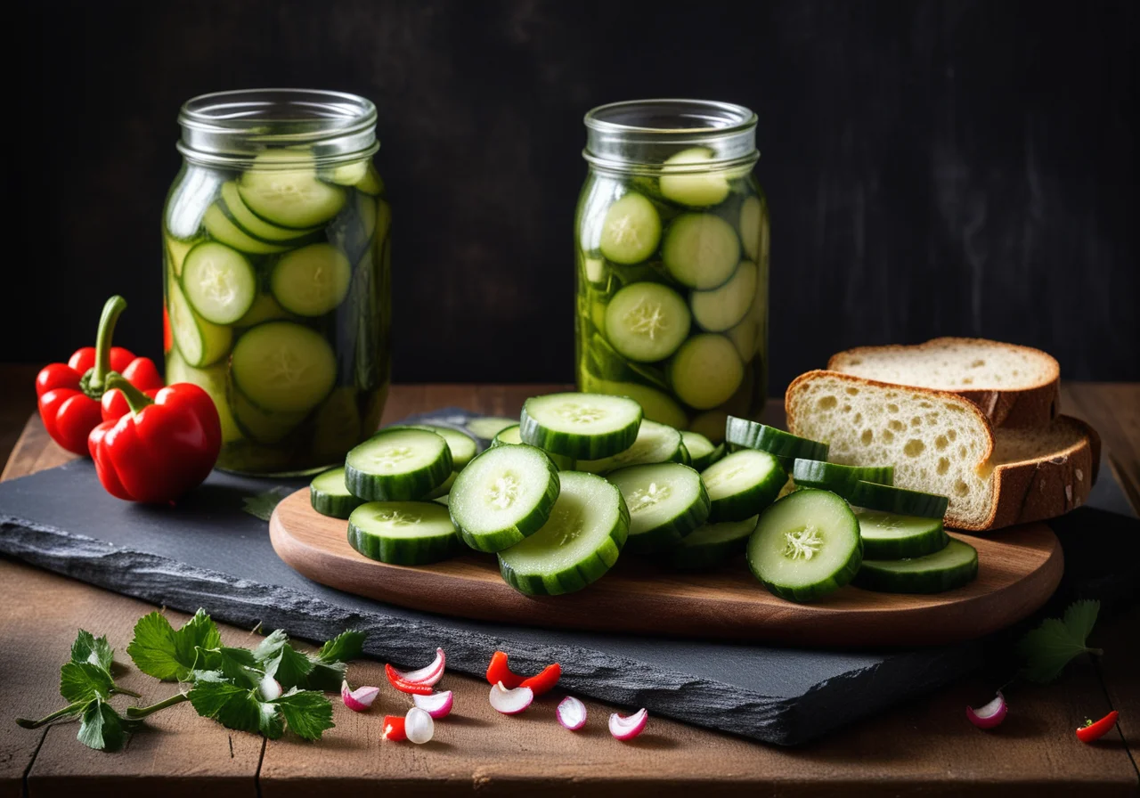 Vegan pickled cucumbers
