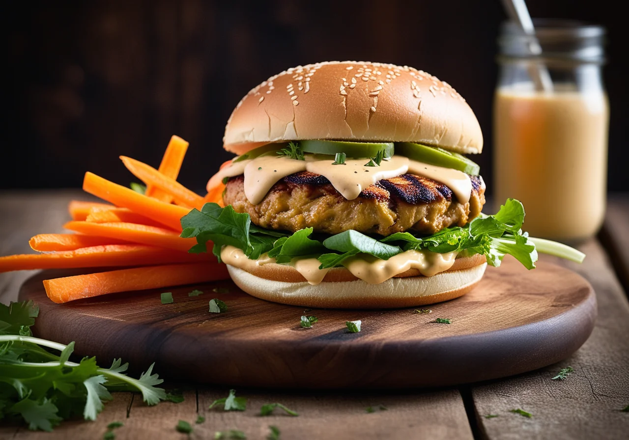 Chicken, Hummus and Salad Burger