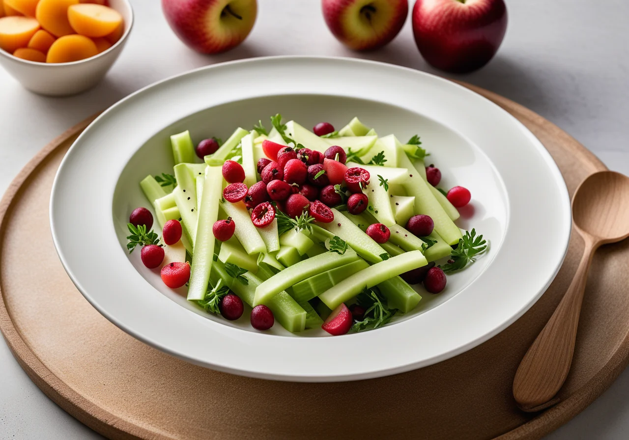 Celery Salad with Apricots, Apples, and Pink Pepper