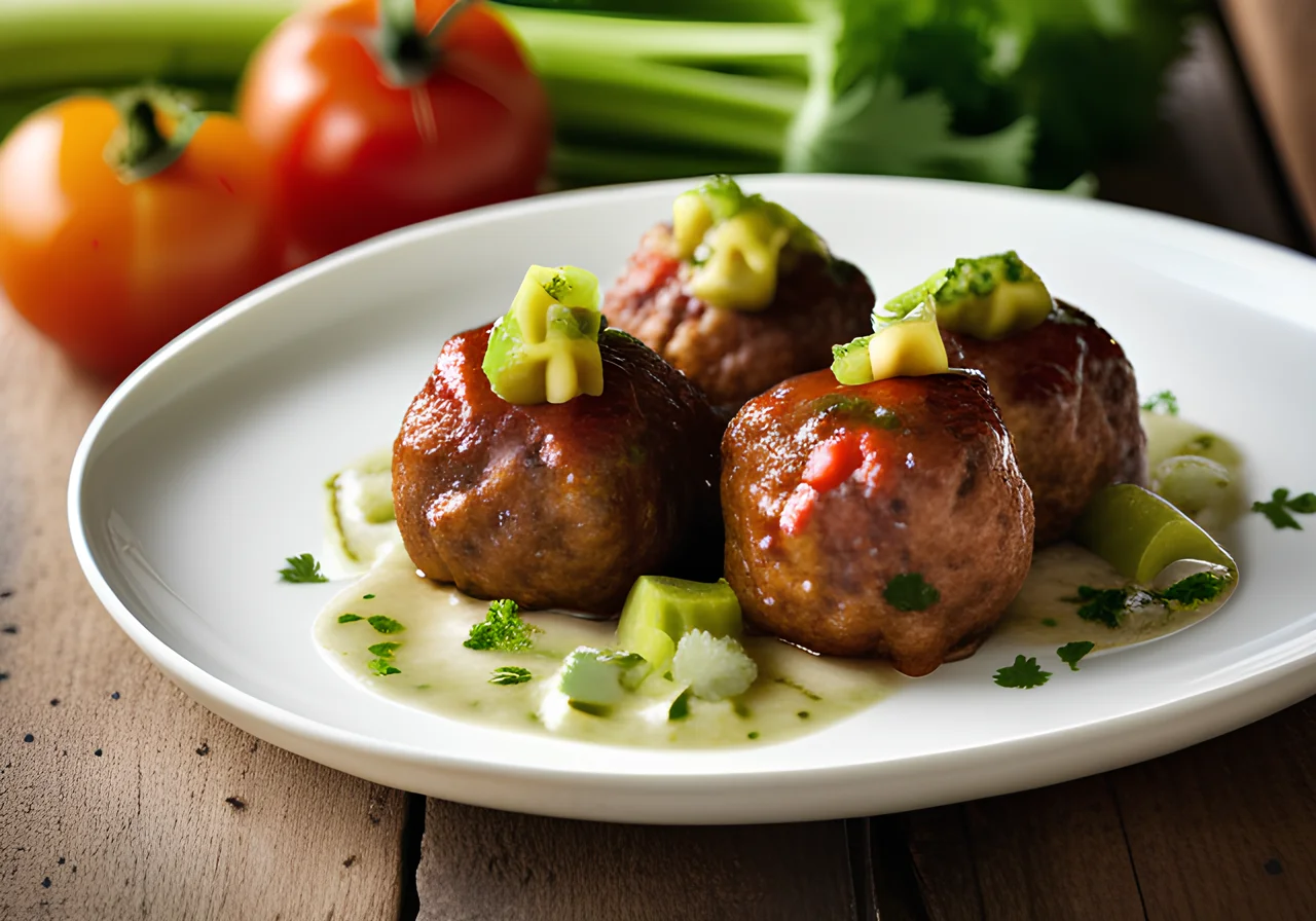 Meatballs with Celery-Tomato Salsa